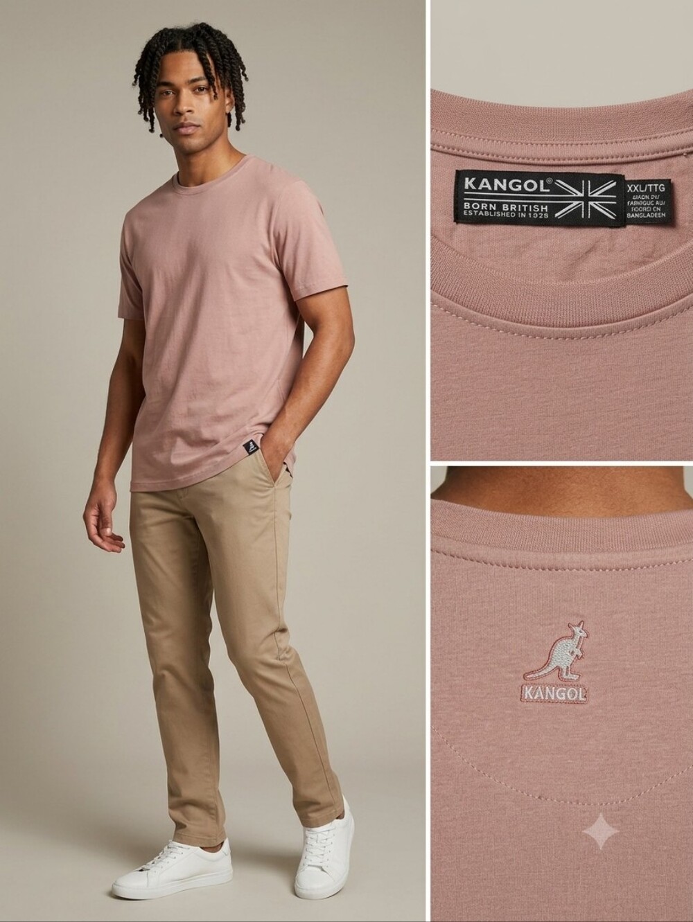 Kangol Dusty Rose Soft Cotton Modal Crewneck T-Shirt XXL Fits L/XL
